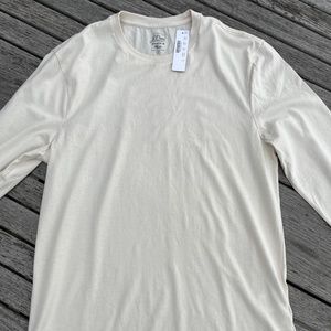 NWT J. Crew Men's Broken-in Long-sleeve T-shirt, 100% Cotton, Natural color, S.